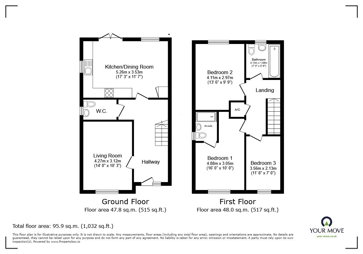 Floorplan of 3 bedroom Semi Detached House for sale, Northwood End Road, Haynes, Bedfordshire, MK45