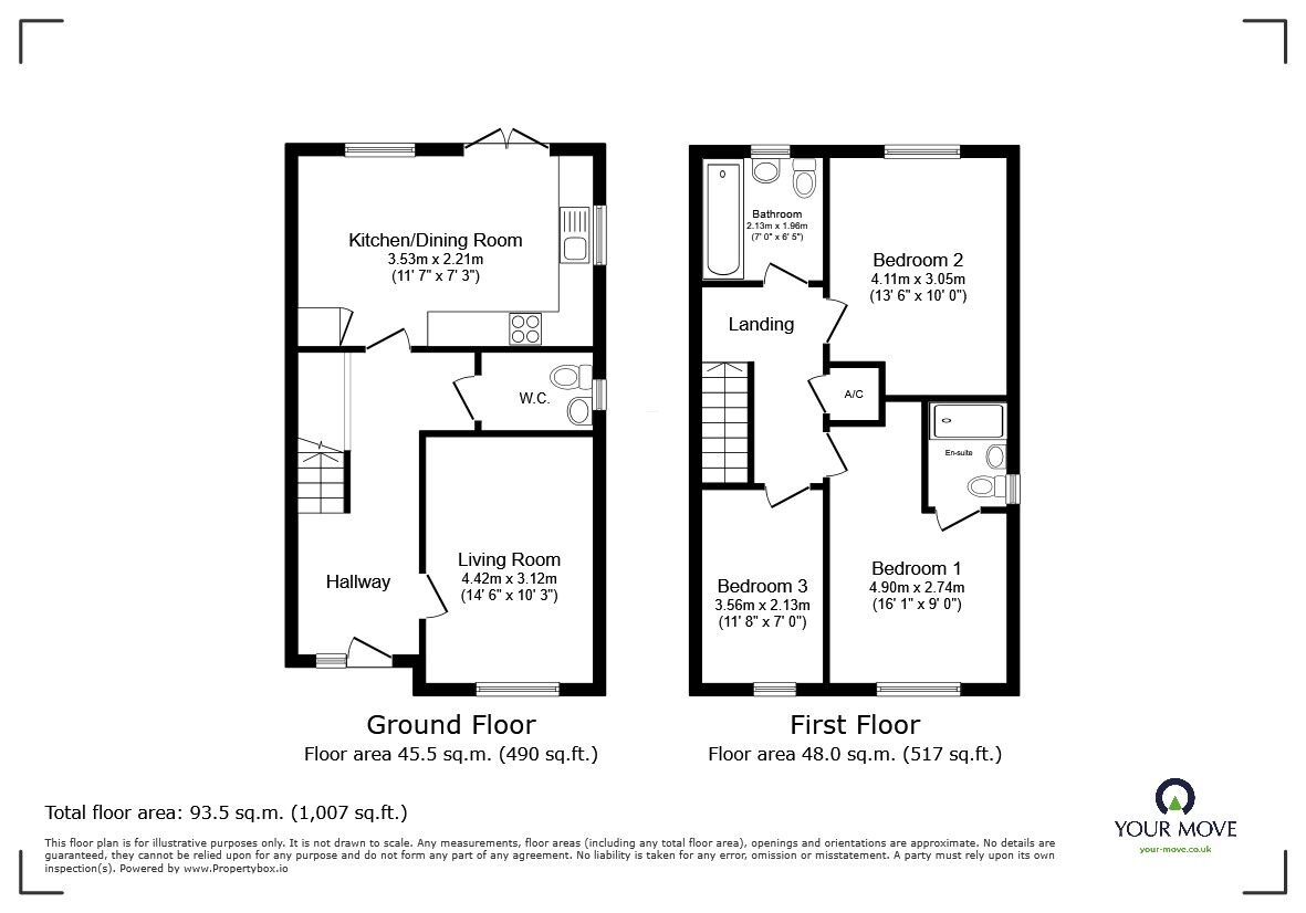 Floorplan of 3 bedroom Semi Detached House for sale, Northwood End Road, Haynes, Bedfordshire, MK45