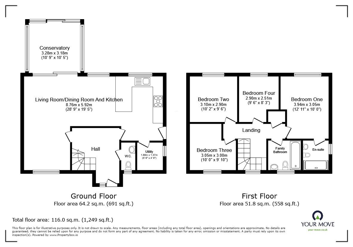 Floorplan of 4 bedroom Detached House for sale, Westrope Way, Bedford, Bedfordshire, MK41