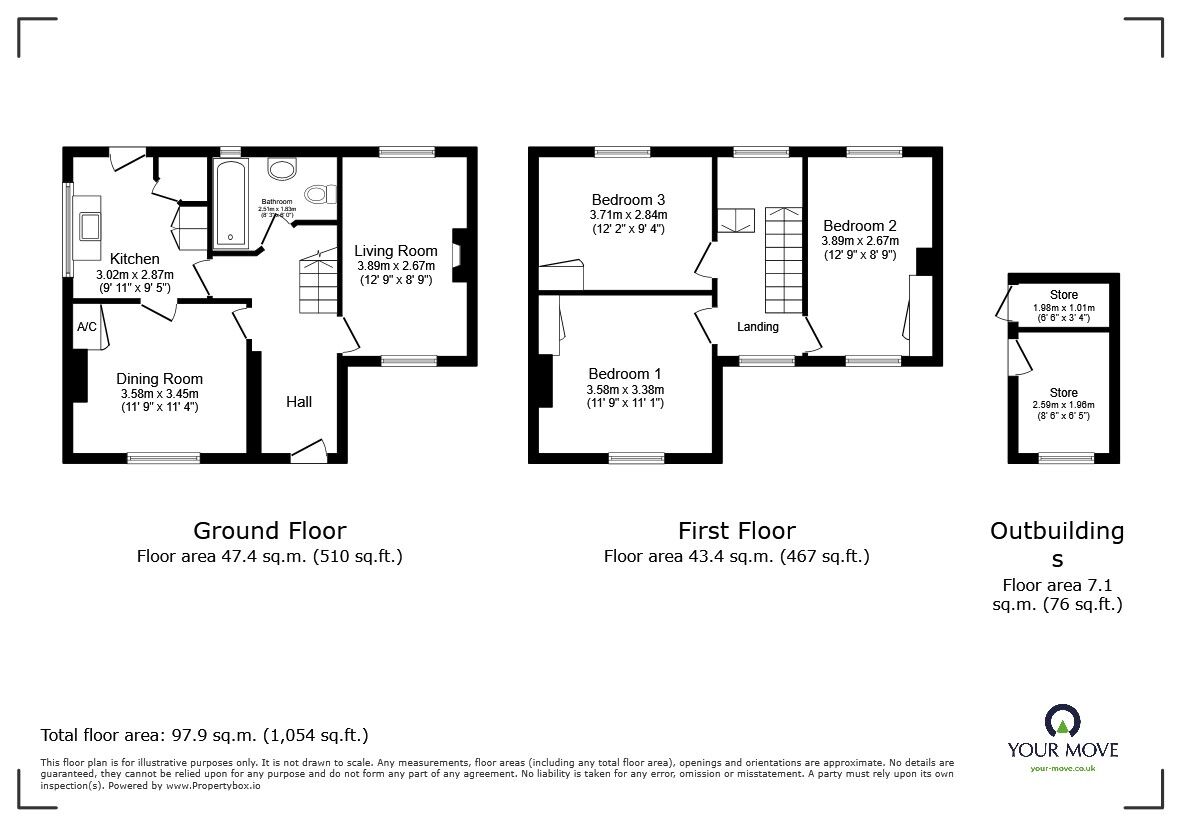 Floorplan of 3 bedroom Semi Detached House for sale, Balliol Road, Kempston, Bedfordshire, MK42
