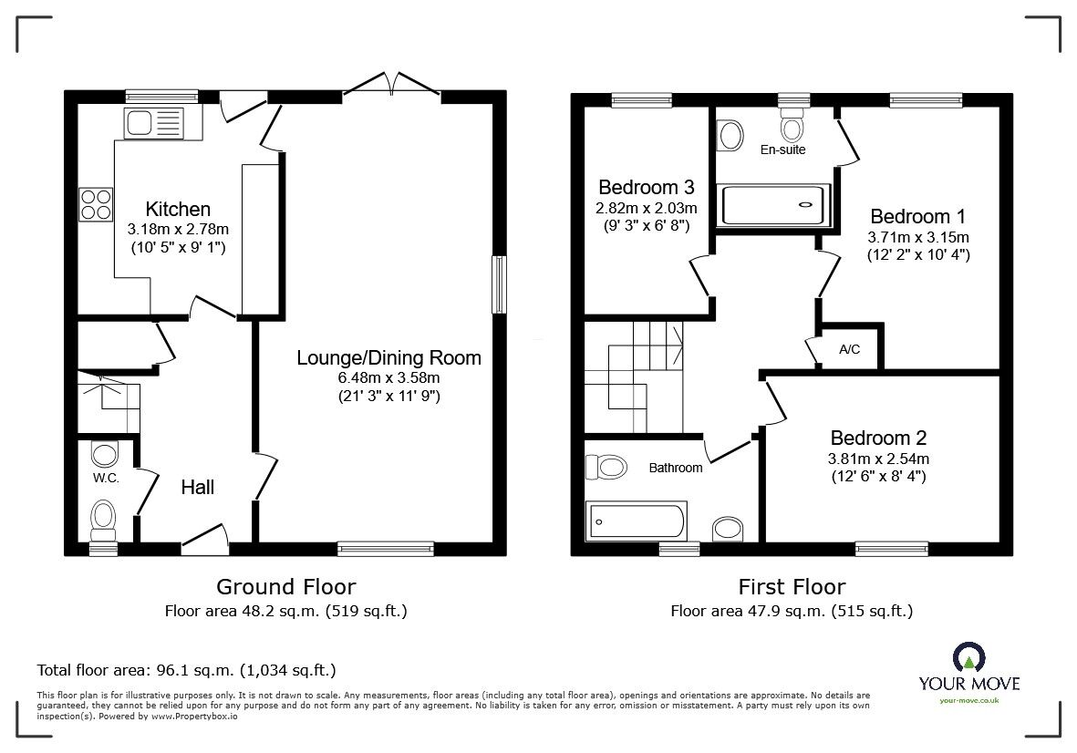 Floorplan of 3 bedroom Semi Detached House for sale, Chamberlain Way, Shortstown, Bedfordshire, MK42