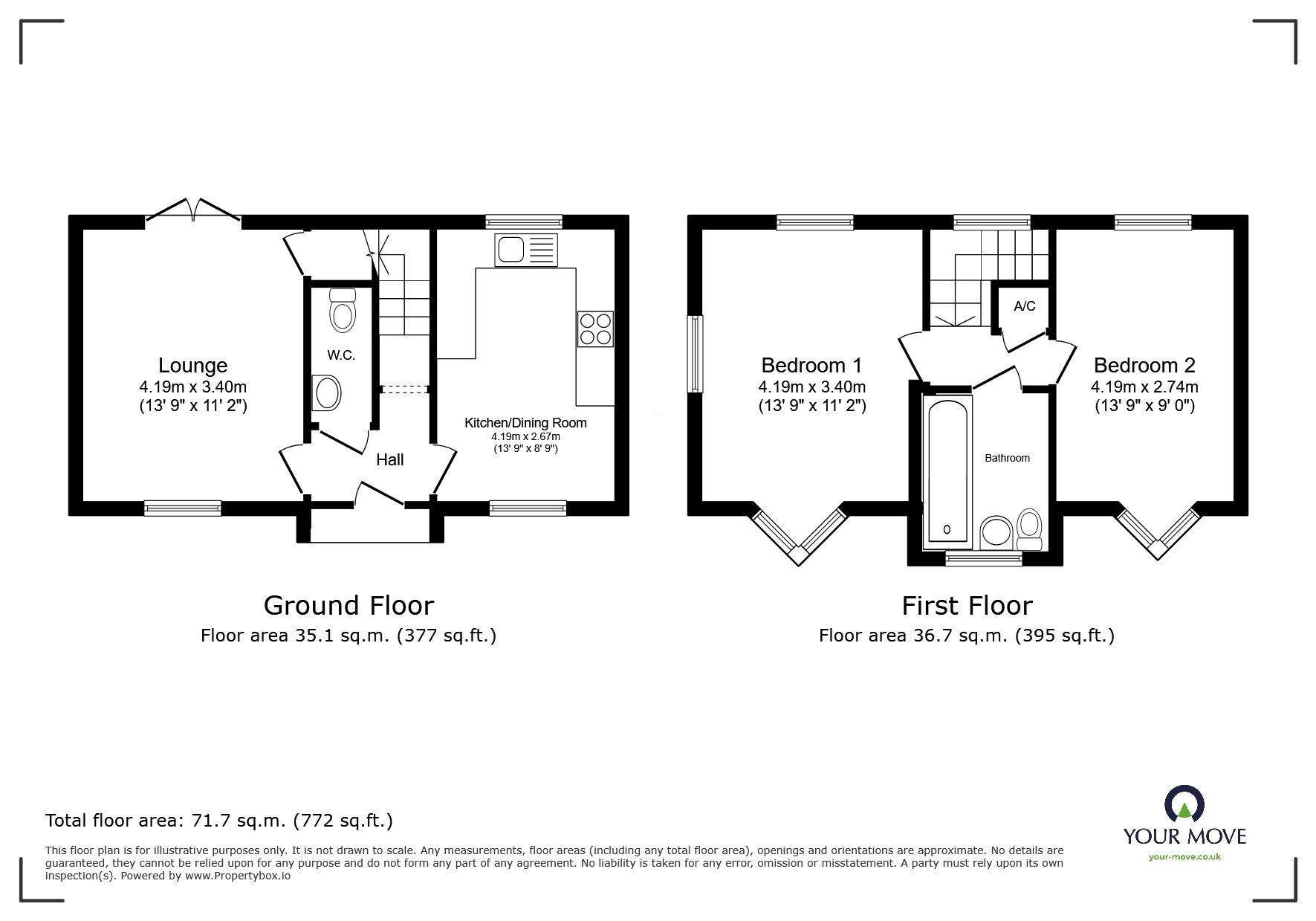 Floorplan of 2 bedroom Semi Detached House to rent, Lakeside Way, Wixams, Bedfordshire, MK42