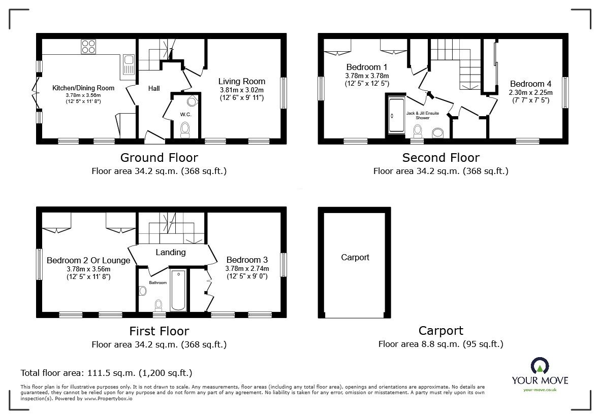 Floorplan of 4 bedroom End Terrace House for sale, Thistle Lane, Wixams, Bedfordshire, MK42