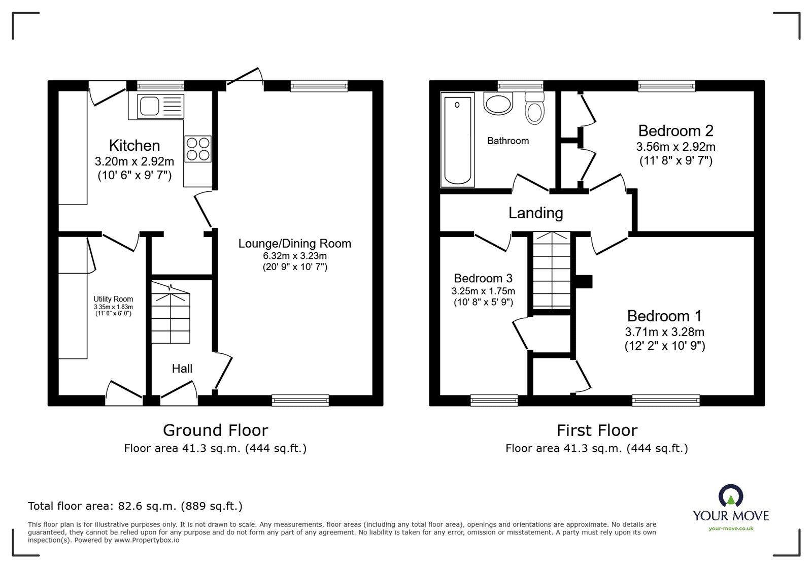 Floorplan of 3 bedroom Mid Terrace House to rent, Clyde Crescent, Bedford, Bedfordshire, MK41