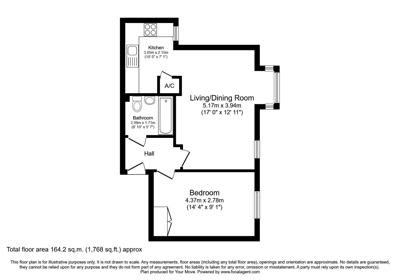 Floorplan of 1 bedroom Flat for sale, The Sidings, Bedford, Bedfordshire, MK42