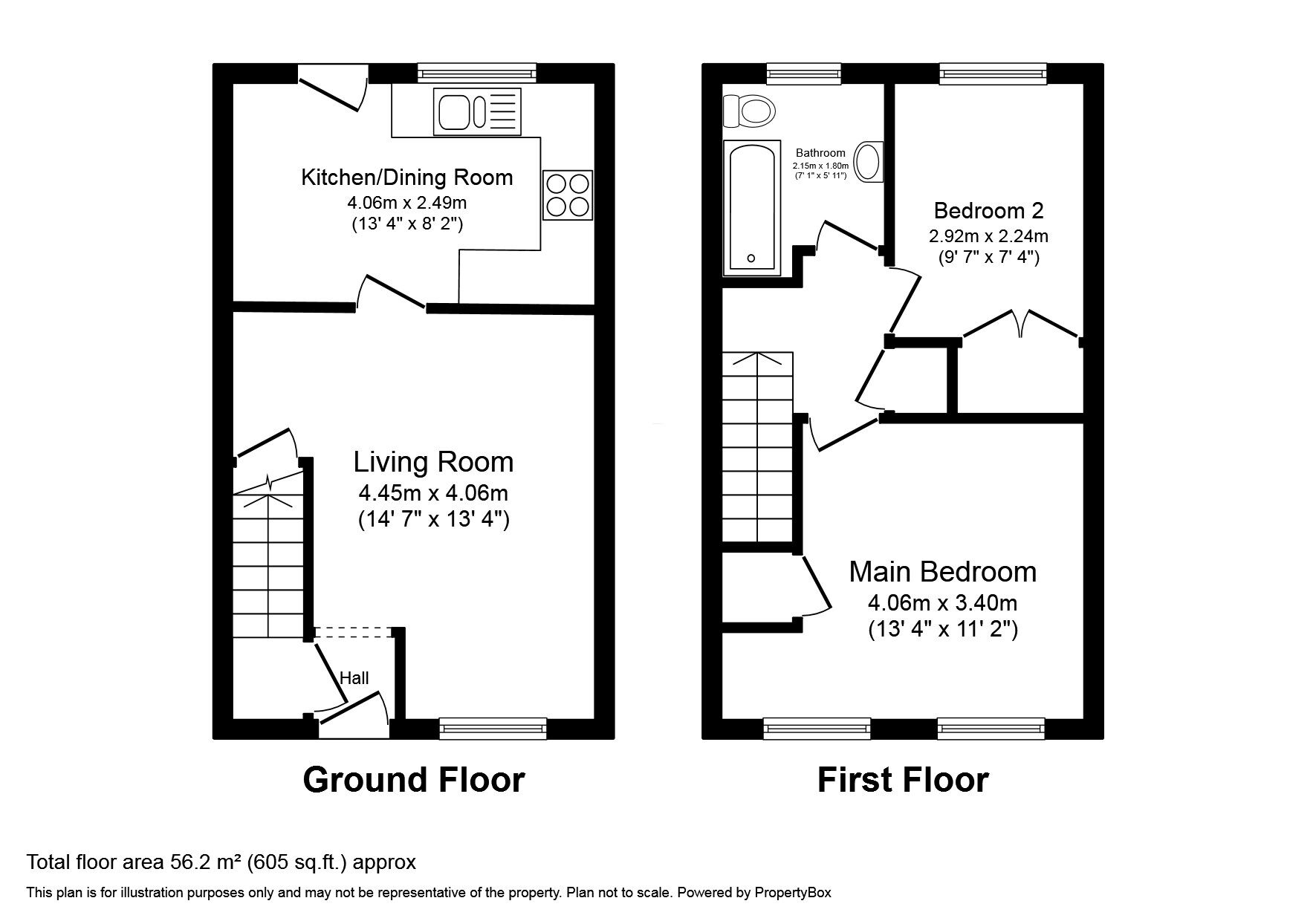 Floorplan of 2 bedroom Mid Terrace House for sale, Pendennis Road, Bedford, Bedfordshire, MK41