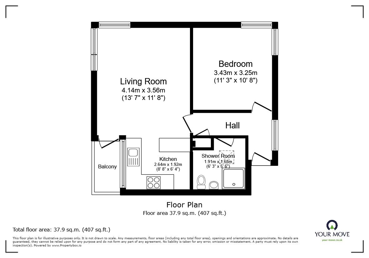 Floorplan of 1 bedroom Flat for sale, Kimbolton Road, Bedford, Bedfordshire, MK40