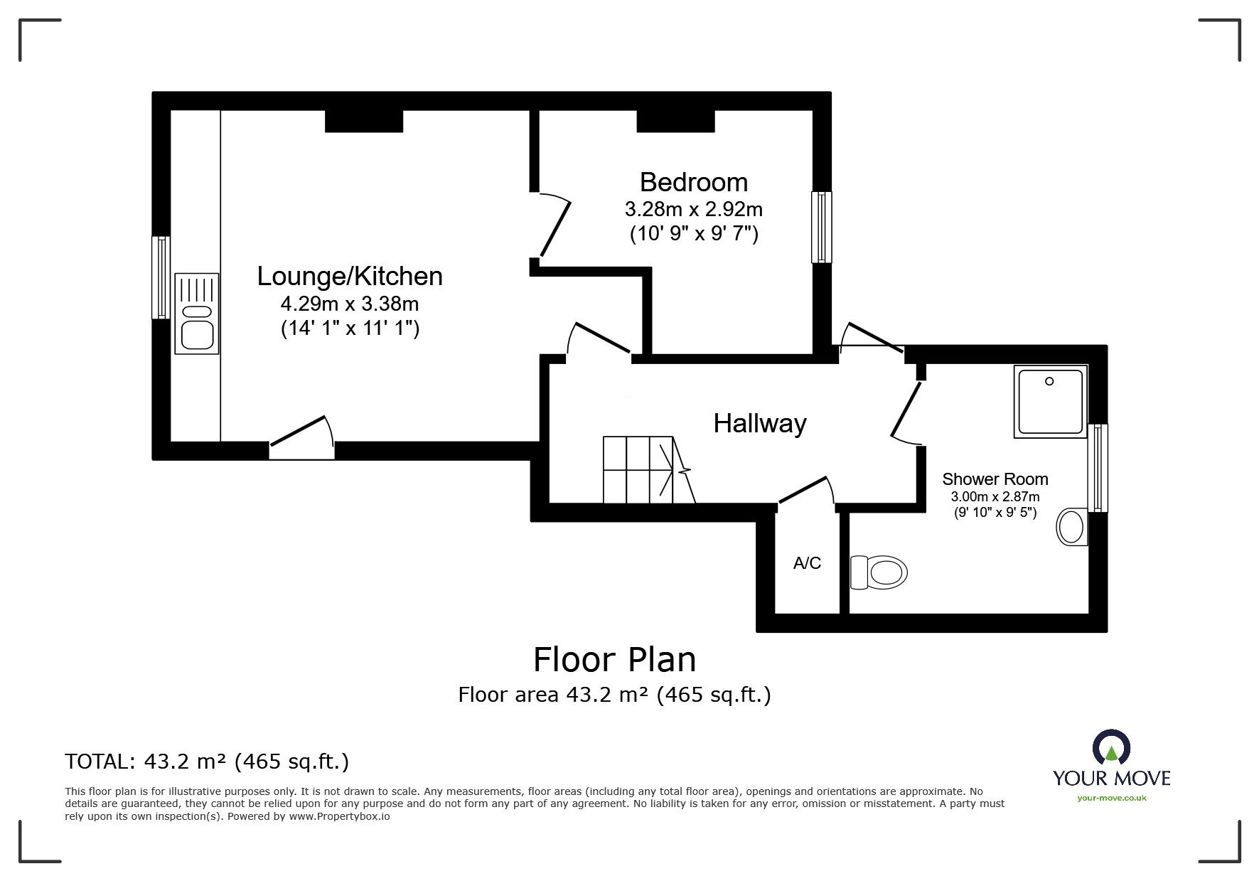 Floorplan of 1 bedroom Flat to rent, Tavistock Street, Bedford, Bedfordshire, MK40