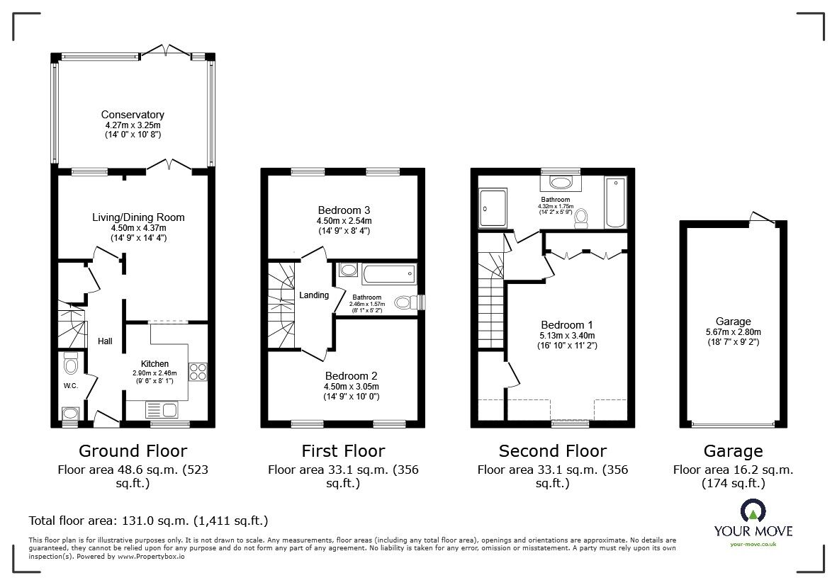 Floorplan of 3 bedroom End Terrace House for sale, Bradgate Road, Bedford, Bedfordshire, MK40