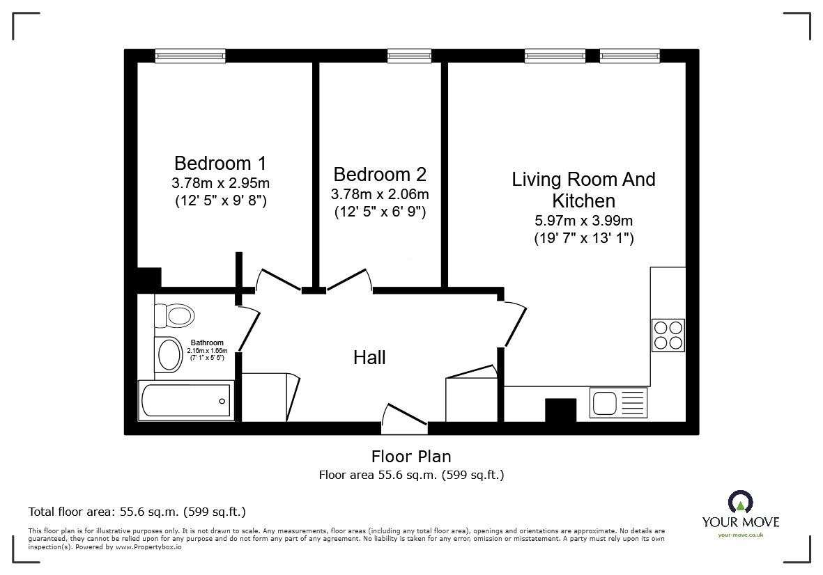 Floorplan of 2 bedroom Flat to rent, St. Johns Street, Bedford, Bedfordshire, MK42