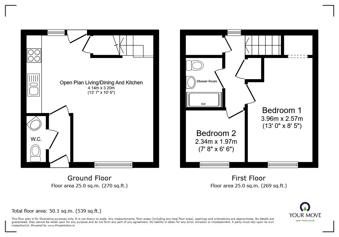 Floorplan of 2 bedroom End Terrace House for sale, Chislehurst Place, Great Denham, Bedfordshire, MK40