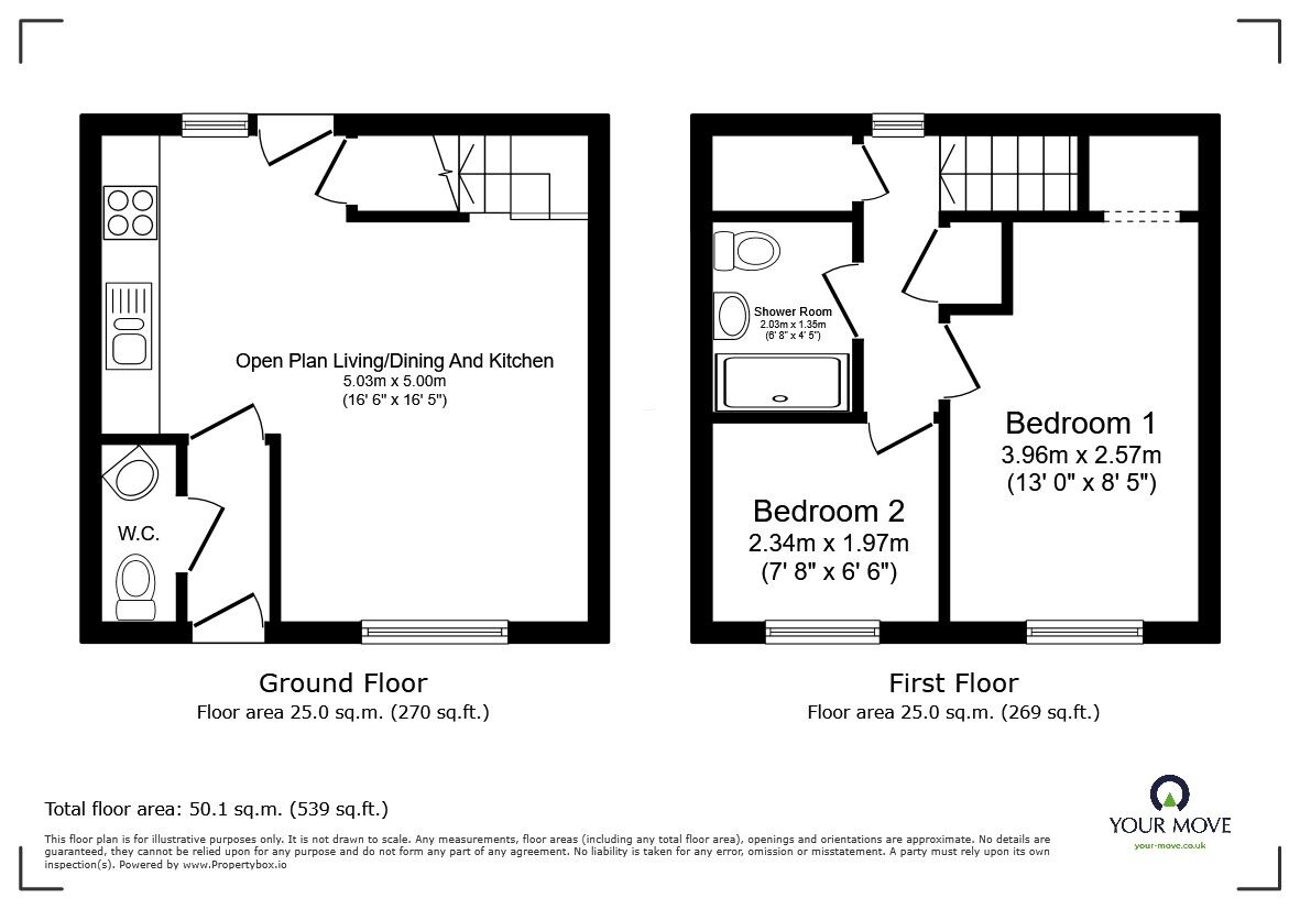 Floorplan of 2 bedroom End Terrace House for sale, Chislehurst Place, Great Denham, Bedfordshire, MK40