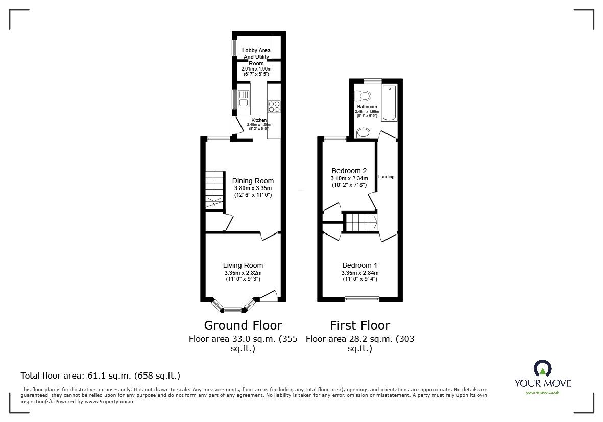 Floorplan of 2 bedroom End Terrace House for sale, Fenlake Road, Bedford, Bedfordshire, MK42
