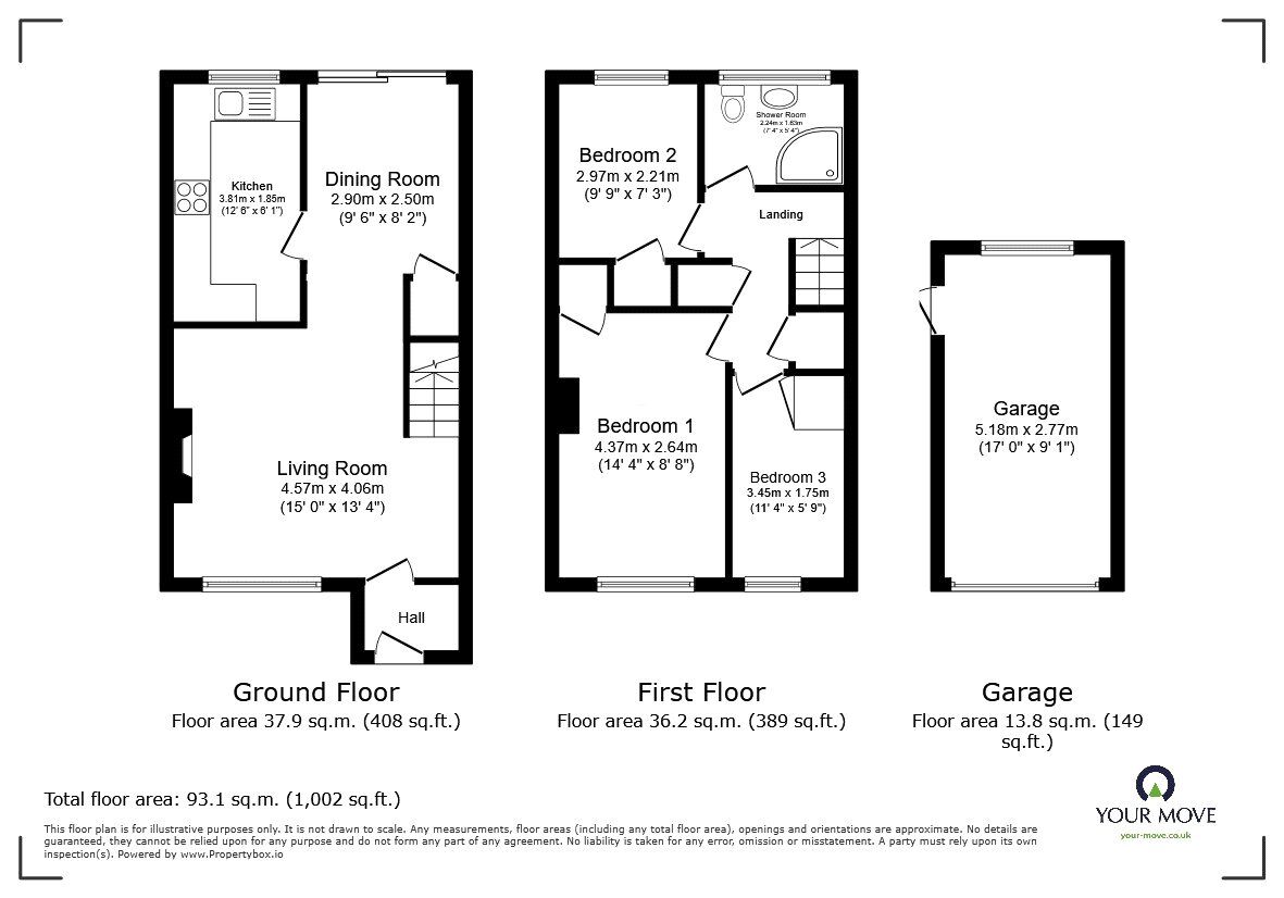 Floorplan of 3 bedroom Mid Terrace House for sale, Ranworth Walk, Bedford, Bedfordshire, MK40