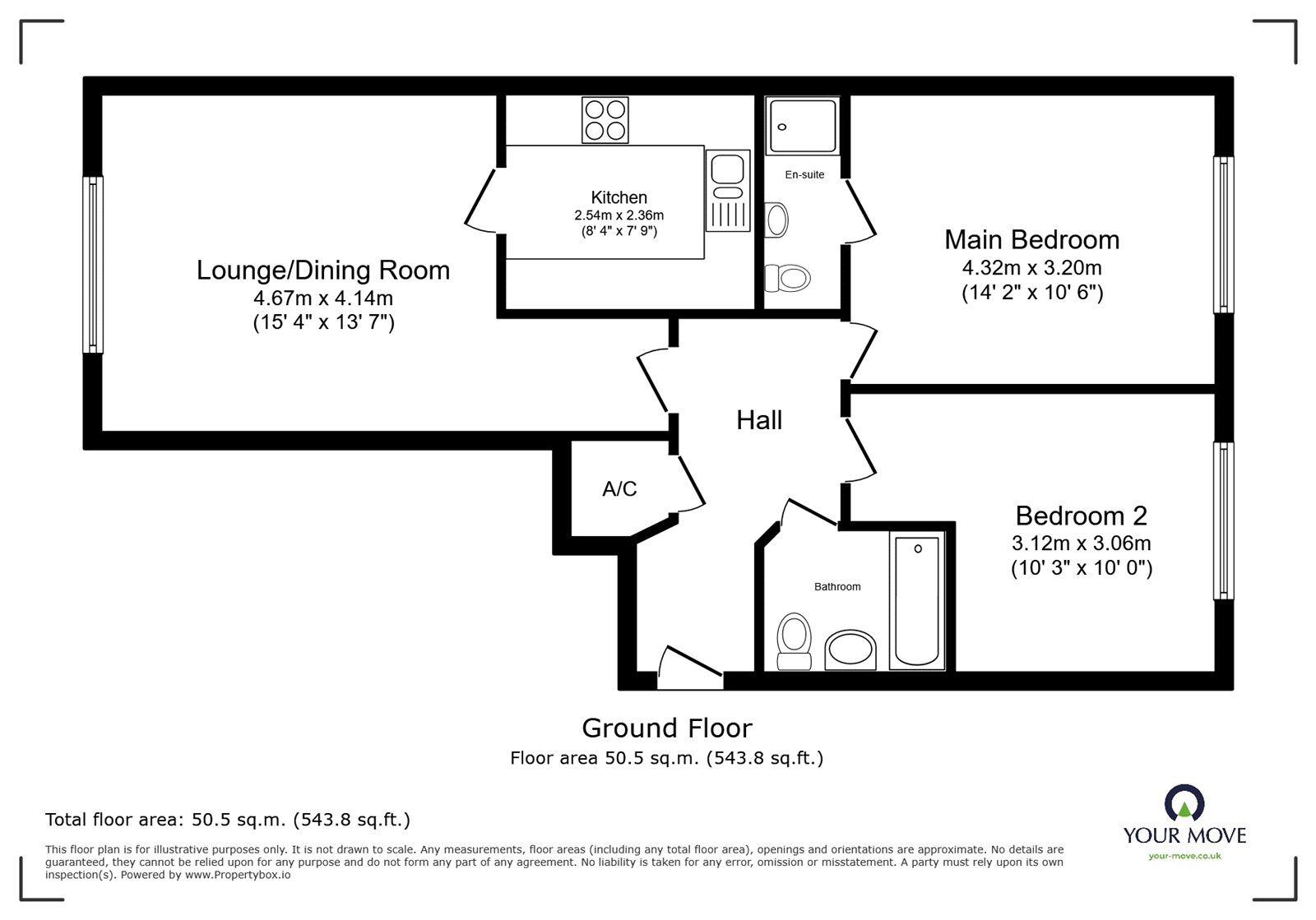 Floorplan of 2 bedroom Flat to rent, Prebend Street, Bedford, Bedfordshire, MK40