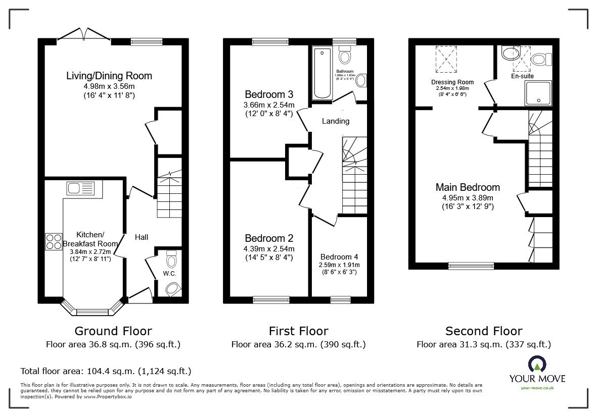Floorplan of 4 bedroom Semi Detached House for sale, Burr Close, Kempston, Bedfordshire, MK42