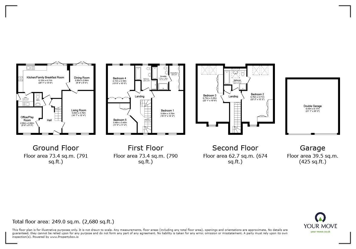 Floorplan of 5 bedroom Detached House for sale, Bluebell Road, Wixams, Bedfordshire, MK42