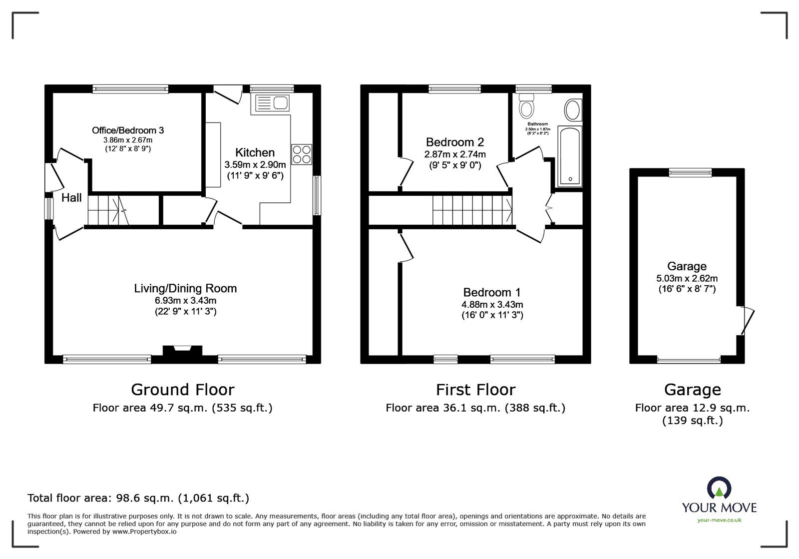 Floorplan of 3 bedroom Detached House for sale, Kneller Close, Bedford, Bedfordshire, MK41