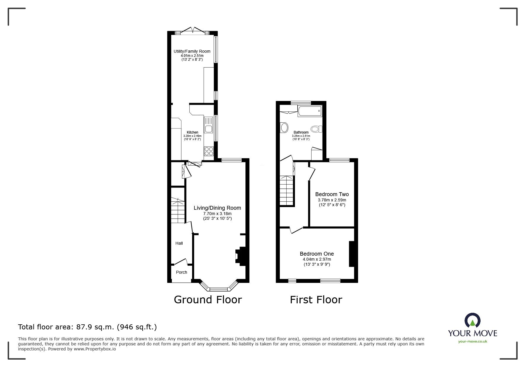Floorplan of 2 bedroom Semi Detached House to rent, Harrowden Road, Bedford, Bedfordshire, MK42