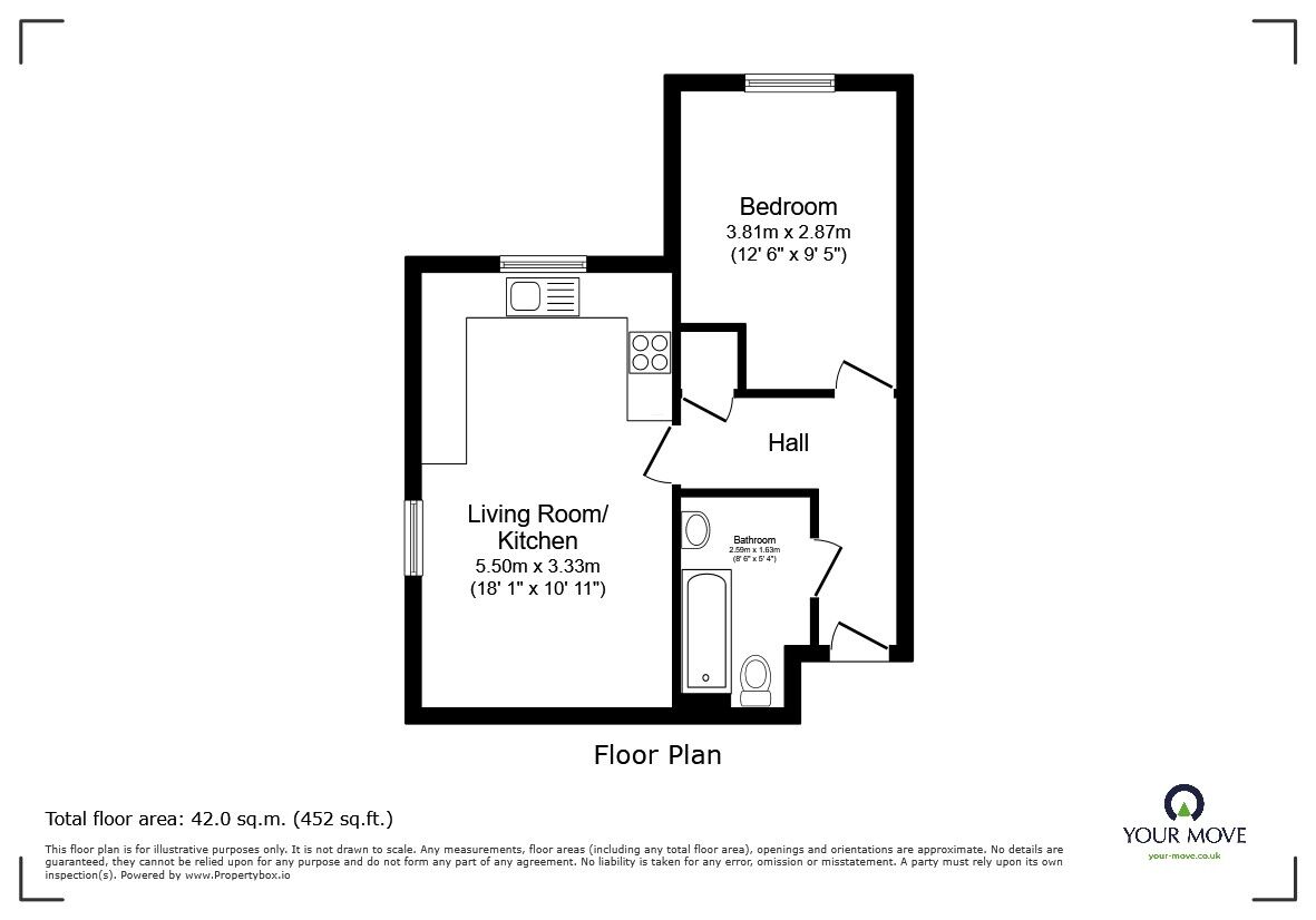 Floorplan of 1 bedroom Flat for sale, Trow Close, Cotton End, Bedfordshire, MK45
