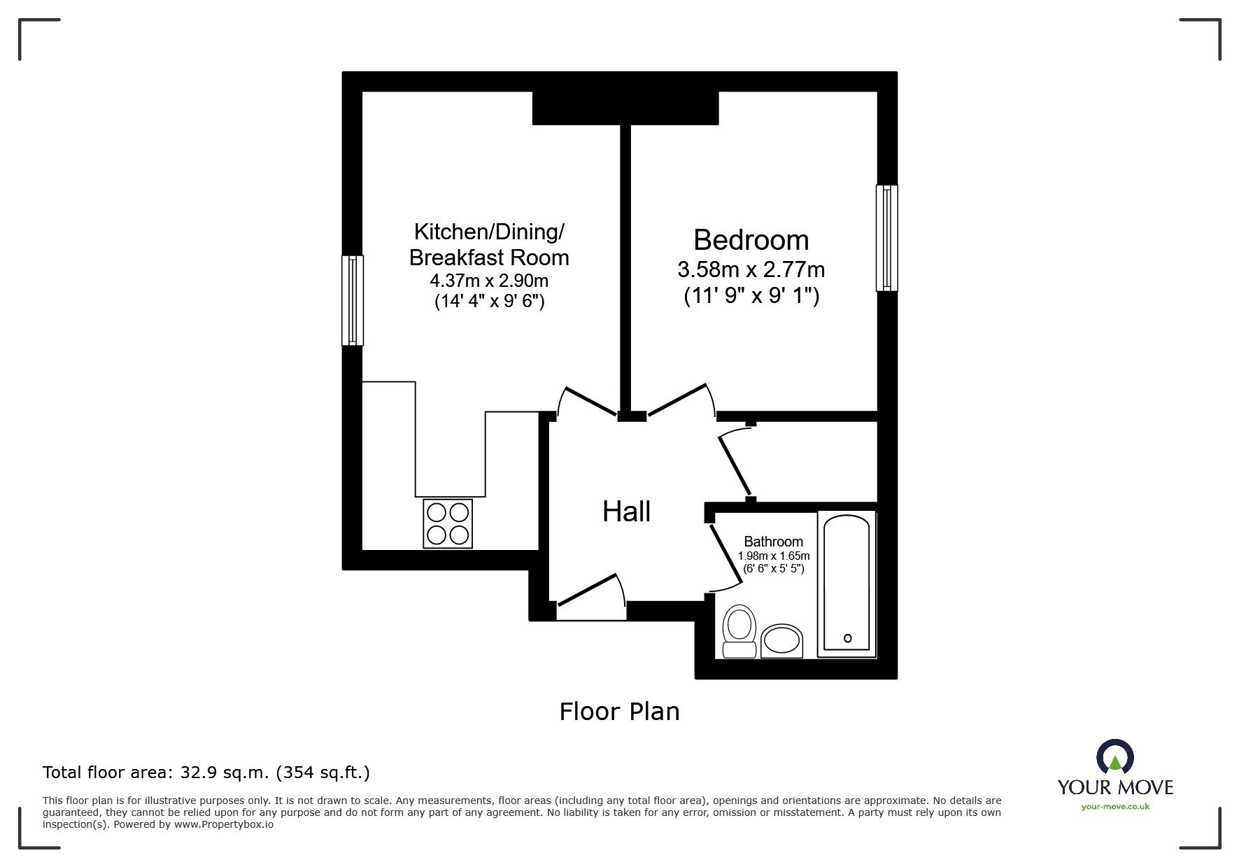 Floorplan of 1 bedroom Flat to rent, Ashburnham Road, Bedford, Bedfordshire, MK40