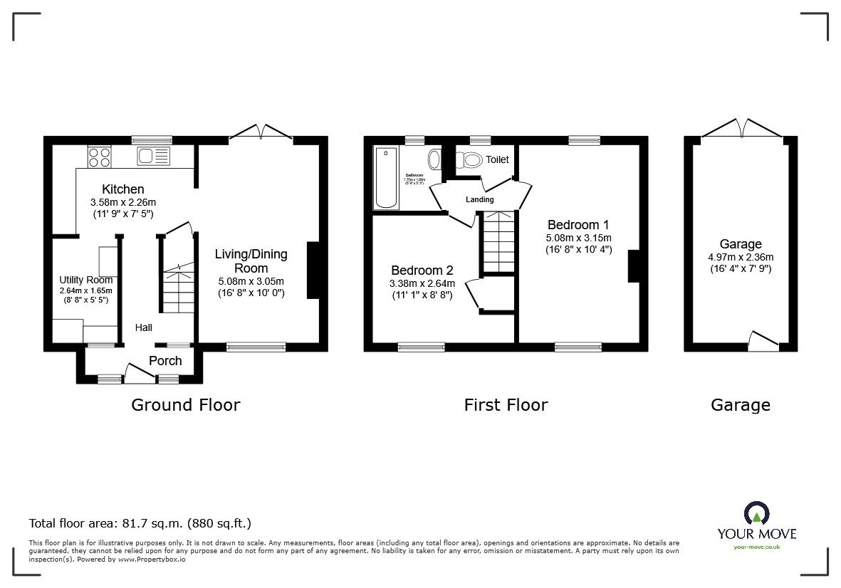Floorplan of 2 bedroom Semi Detached House for sale, Lovell Road, Bedford, Bedfordshire, MK42
