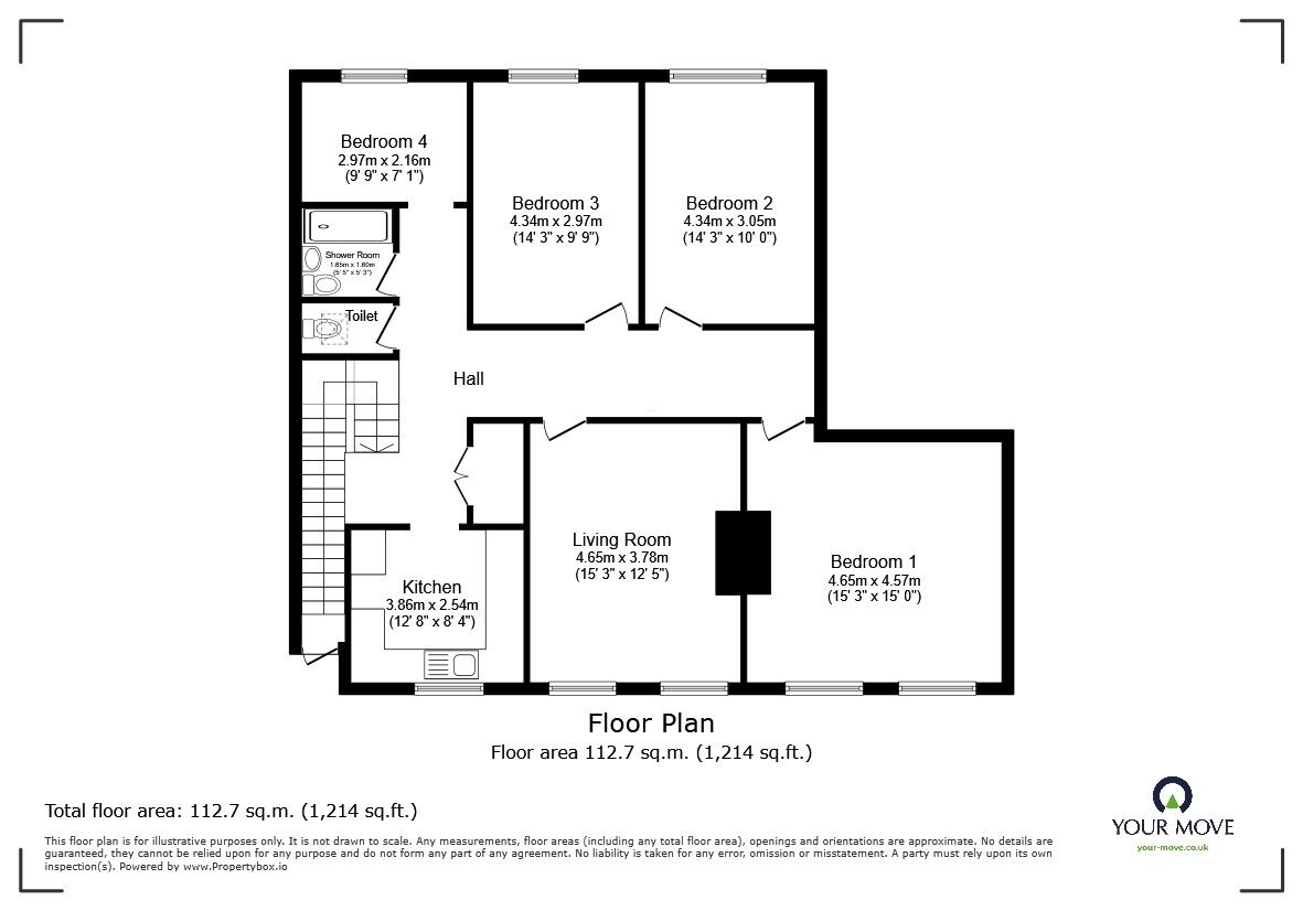 Floorplan of 4 bedroom Flat for sale, Kingsway, Bedford, Bedfordshire, MK42