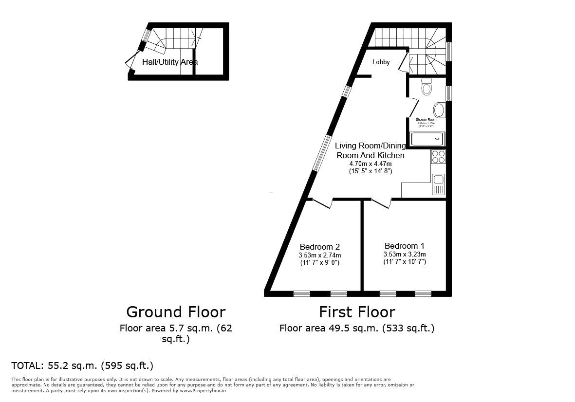 Floorplan of 2 bedroom Flat to rent, Bunyan Road, Kempston, Bedfordshire, MK42