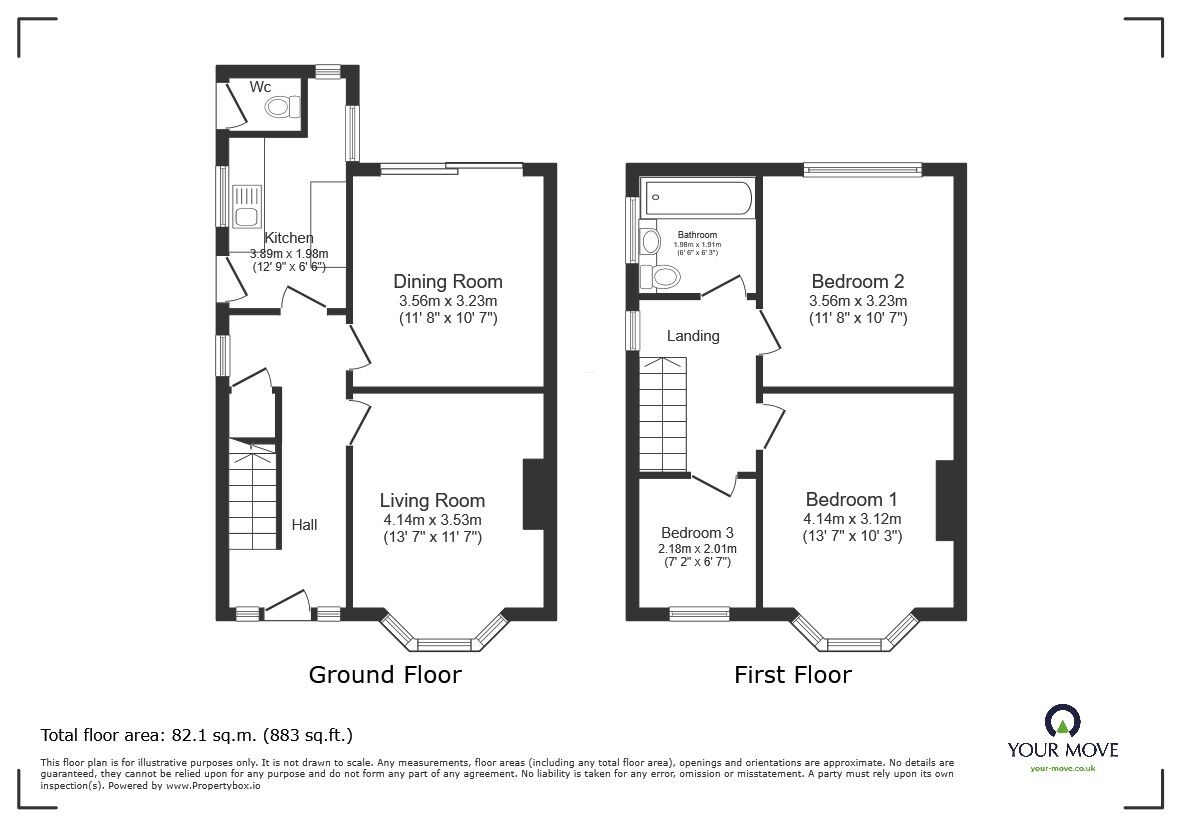 Floorplan of 3 bedroom Semi Detached House for sale, Gloucester Road, Bedford, Bedfordshire, MK42