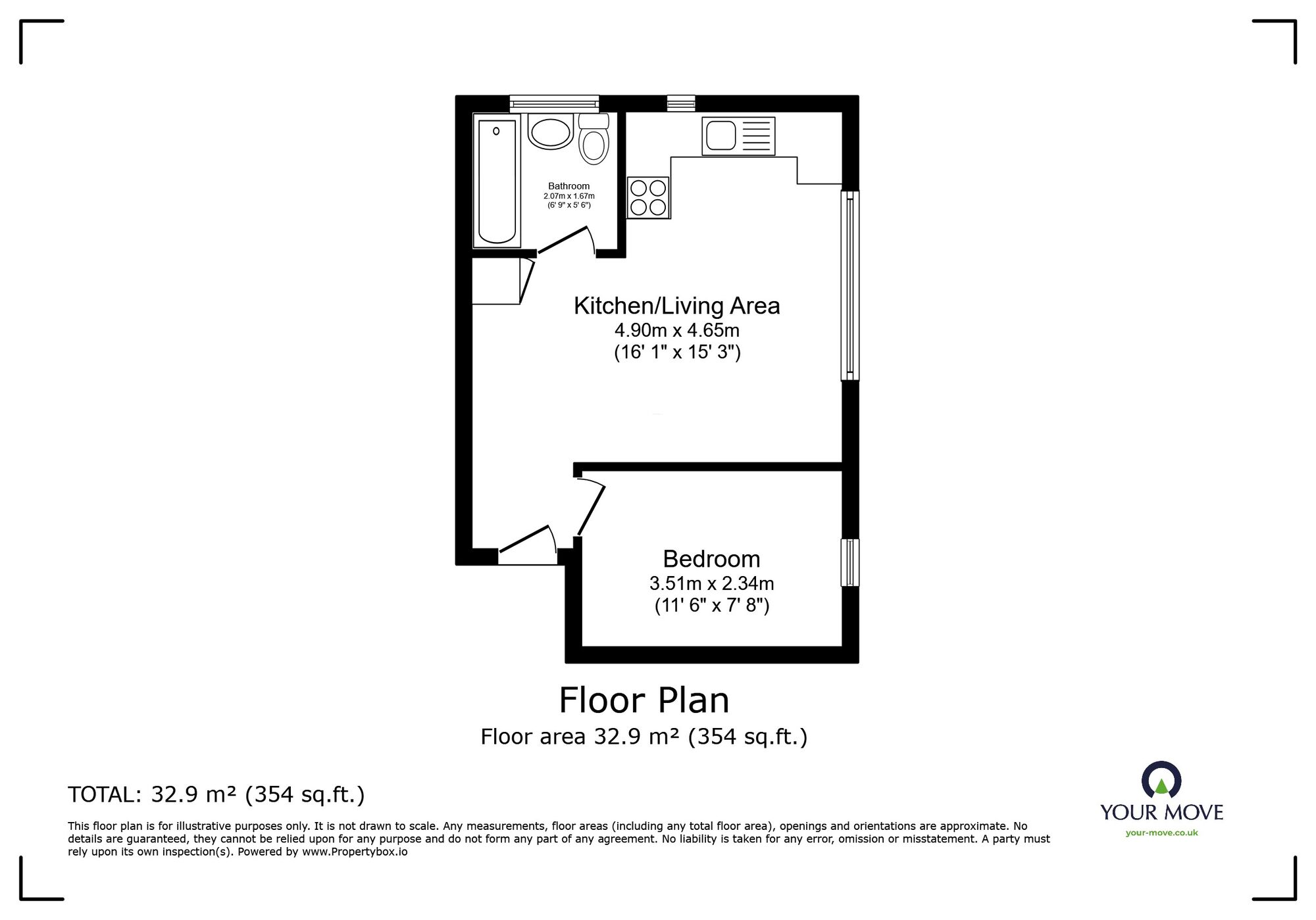 Floorplan of 1 bedroom Flat for sale, Clapham Road, Bedford, Bedfordshire, MK41
