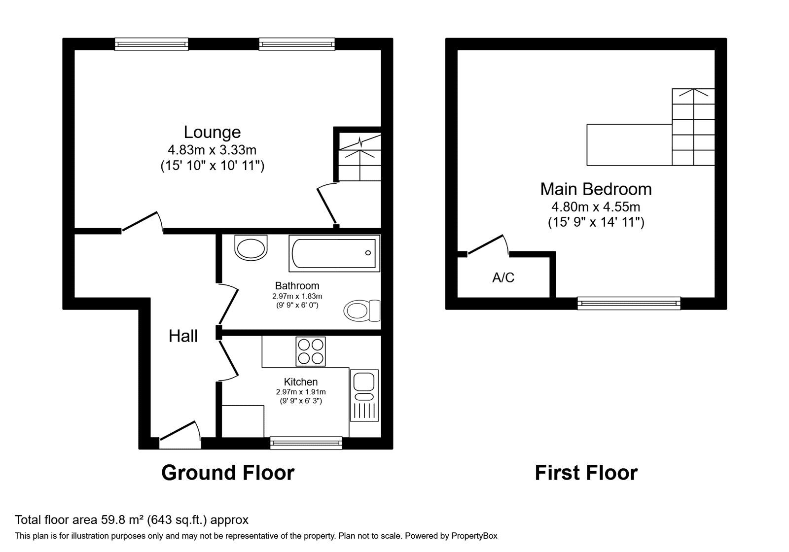 Floorplan of 1 bedroom Flat to rent, Bedford Road, Kempston, Bedfordshire, MK42