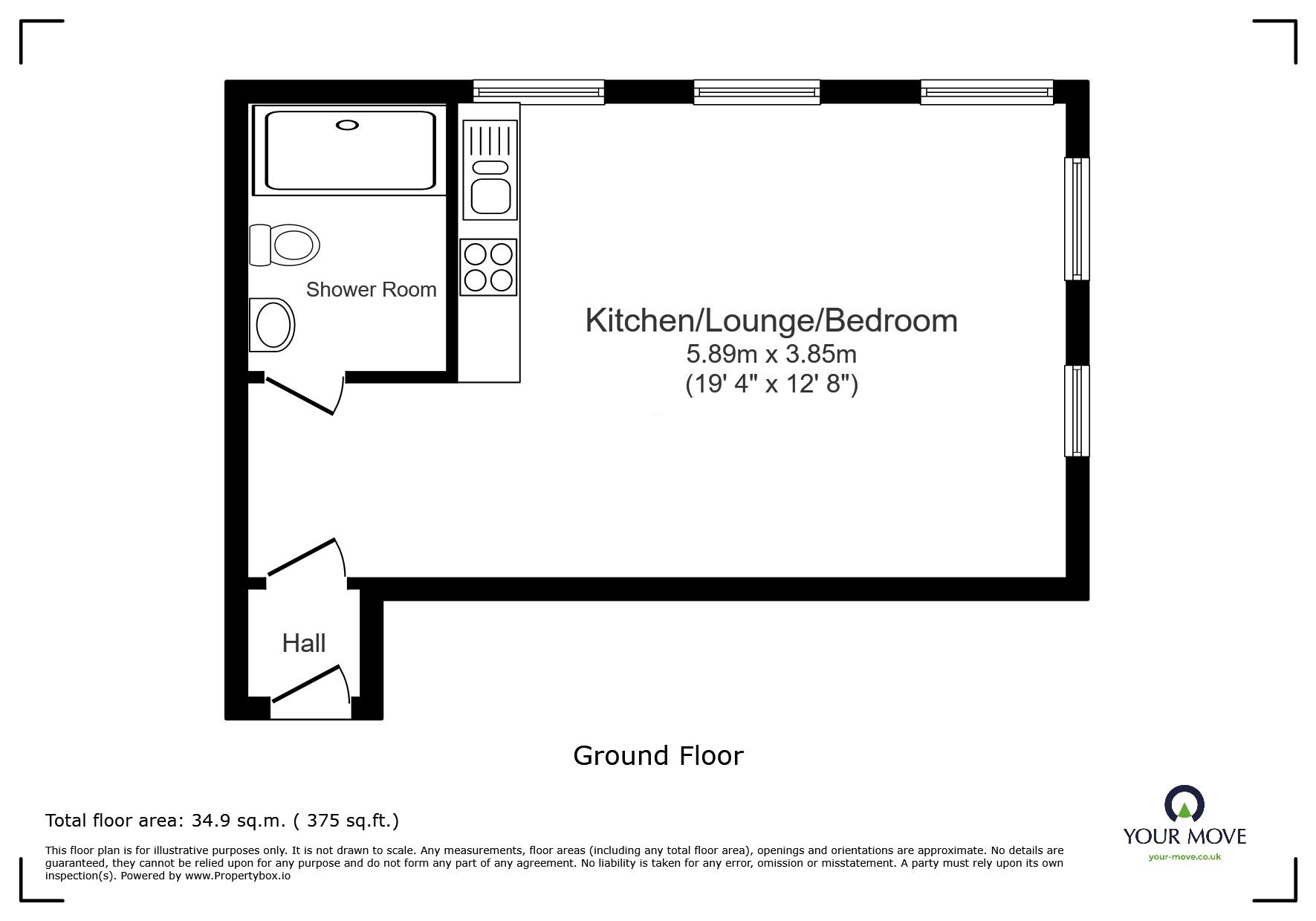 Floorplan of 1 bedroom Flat to rent, Harpur Street, Bedford, Bedfordshire, MK40