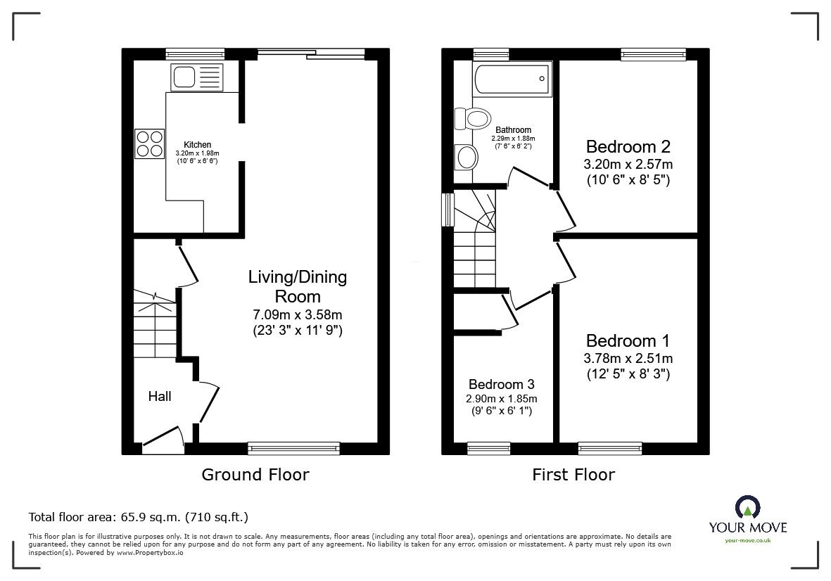 Floorplan of 3 bedroom End Terrace House for sale, Howard Close, Wilstead, Bedfordshire, MK45