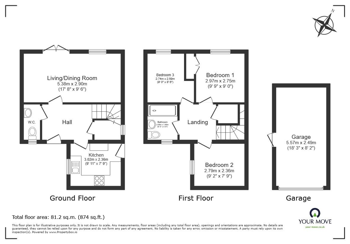 Floorplan of 3 bedroom End Terrace House for sale, Odin Close, Bedford, Bedfordshire, MK41