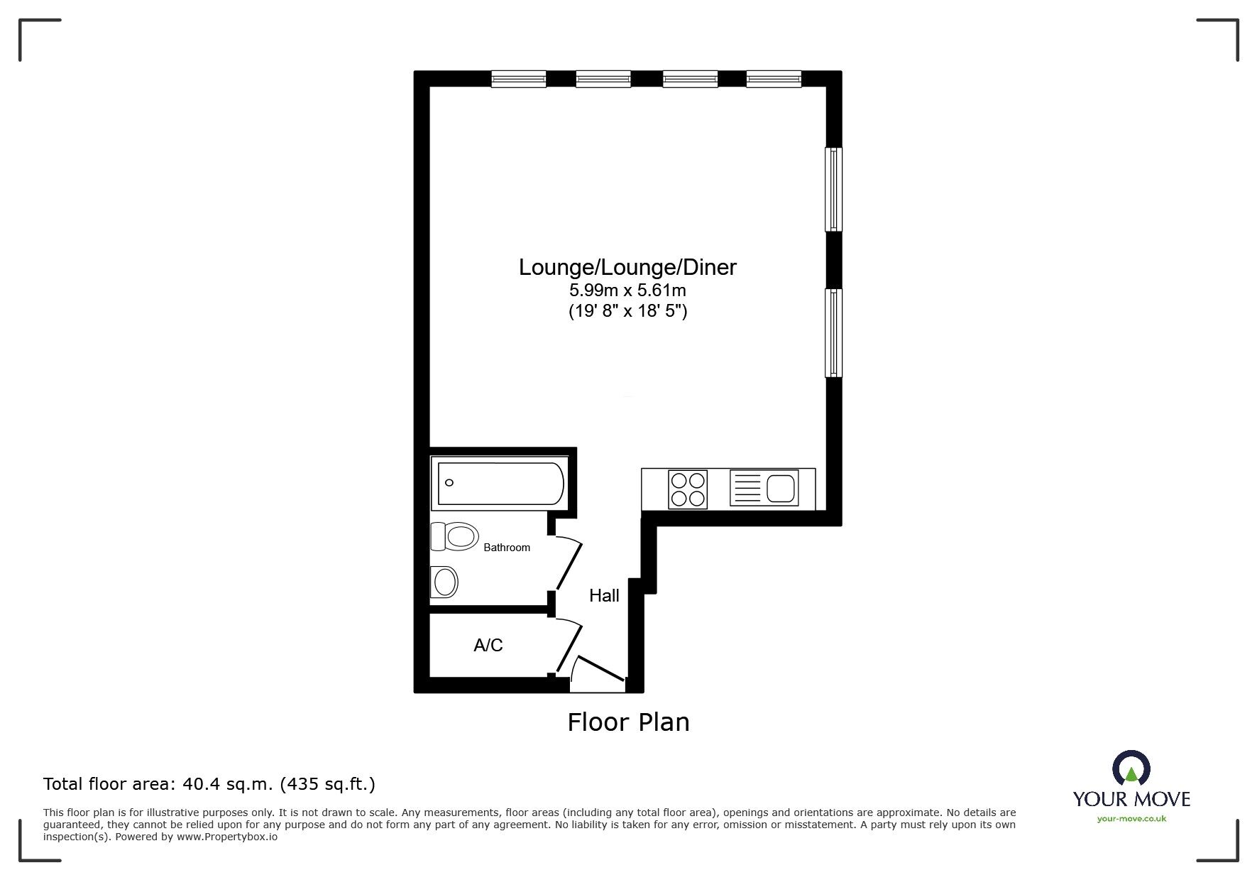 Floorplan of 1 bedroom Flat to rent, Harpur Street, Bedford, Bedfordshire, MK40