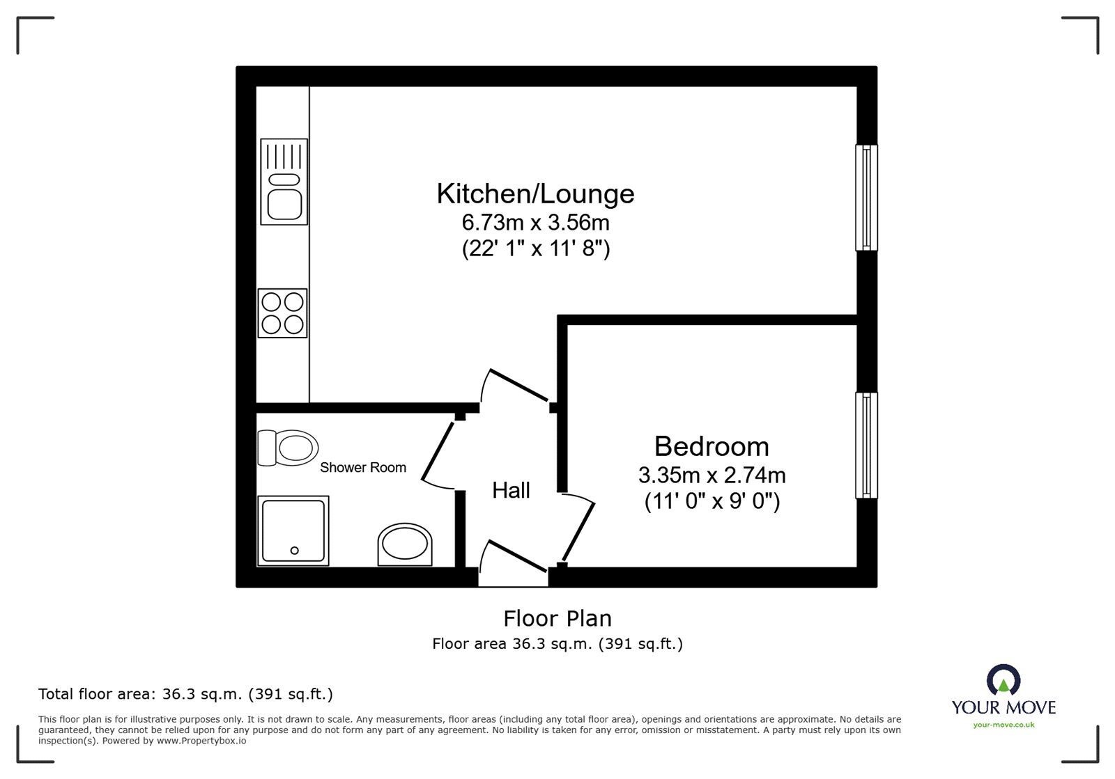 Floorplan of 1 bedroom Flat to rent, Harpur Street, Bedford, Bedfordshire, MK40