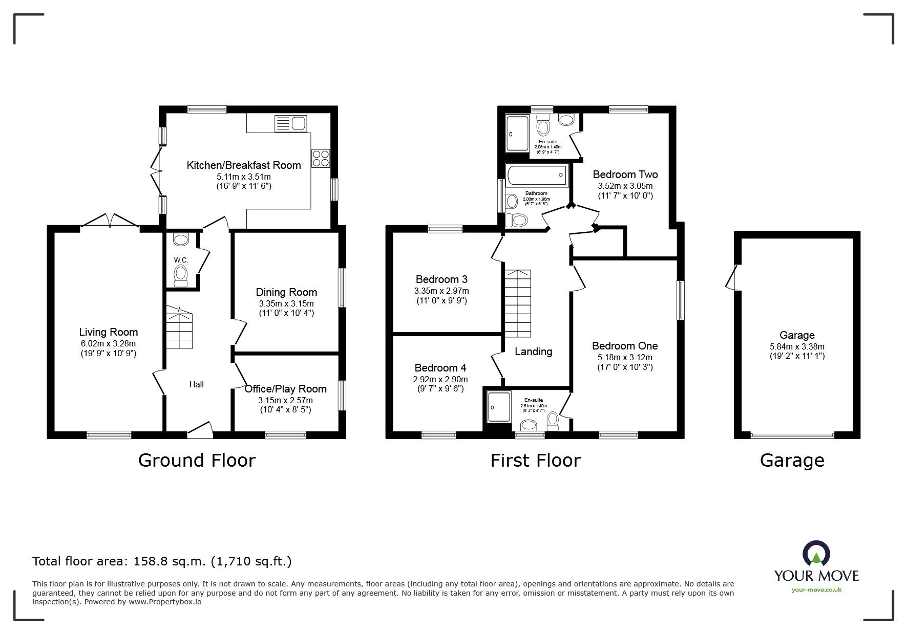 Floorplan of 4 bedroom Detached House for sale, Curran Chase, Shortstown, Bedfordshire, MK42