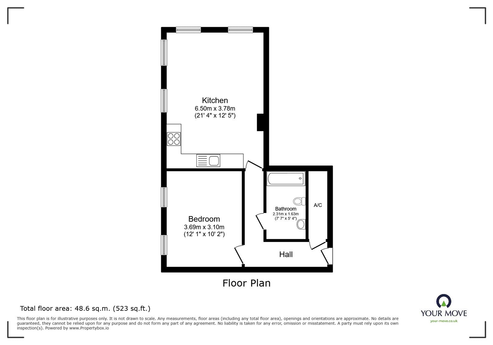Floorplan of 1 bedroom Flat to rent, Harpur Street, Bedford, Bedfordshire, MK40