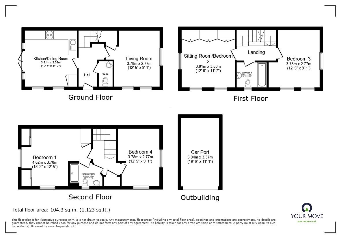Floorplan of 4 bedroom End Terrace House for sale, Hummingbird Way, Wixams, Bedfordshire, MK42