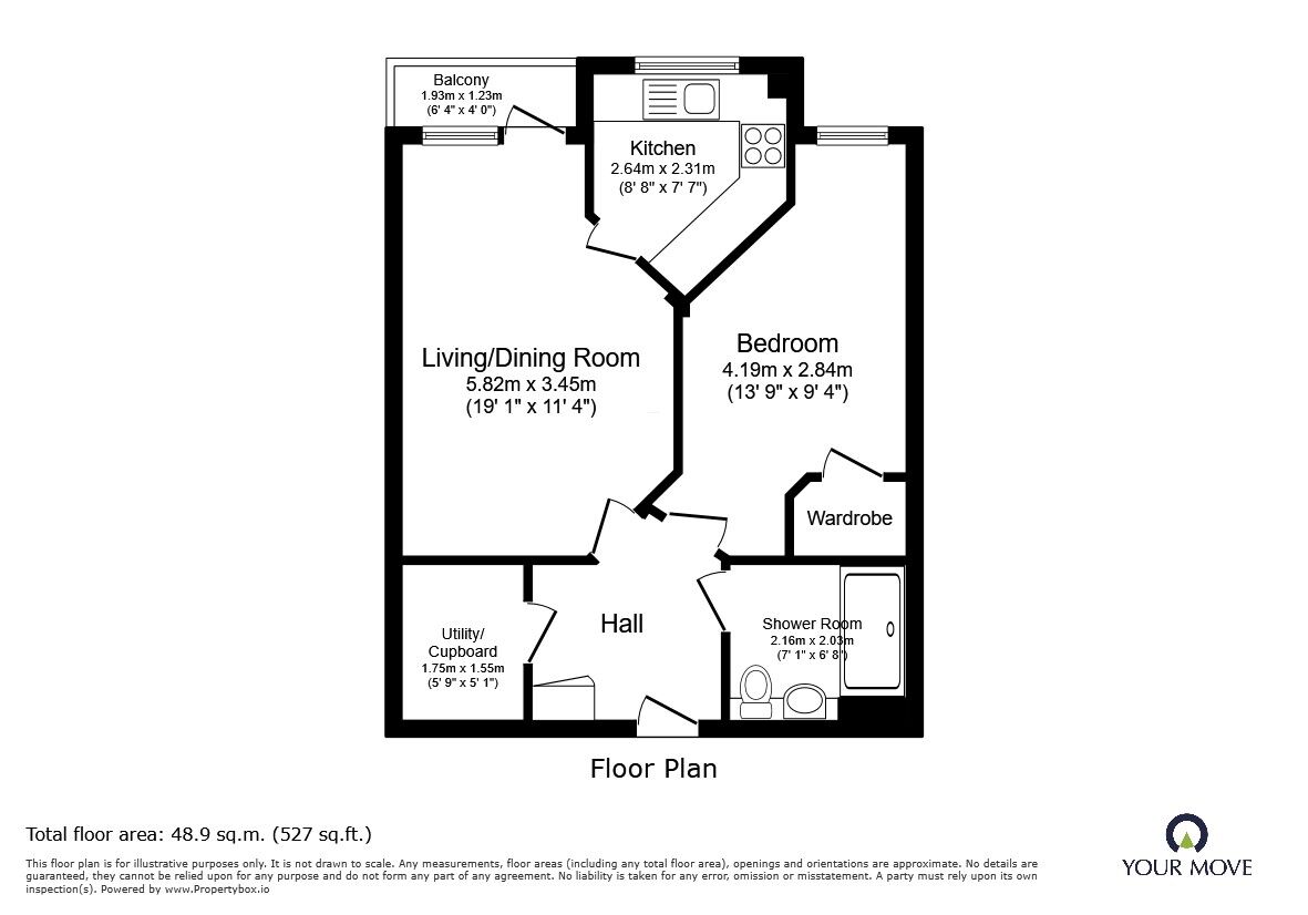 Floorplan of 1 bedroom Flat for sale, High View, Bedford, Bedfordshire, MK41