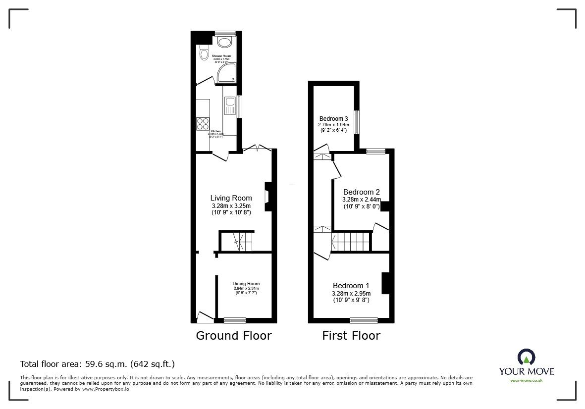 Floorplan of 3 bedroom Mid Terrace House for sale, Beaconsfield Street, Bedford, Bedfordshire, MK41