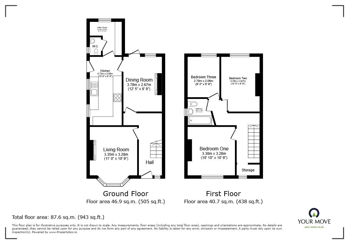 Floorplan of 3 bedroom Semi Detached House for sale, Willow Road, Bedford, Bedfordshire, MK42