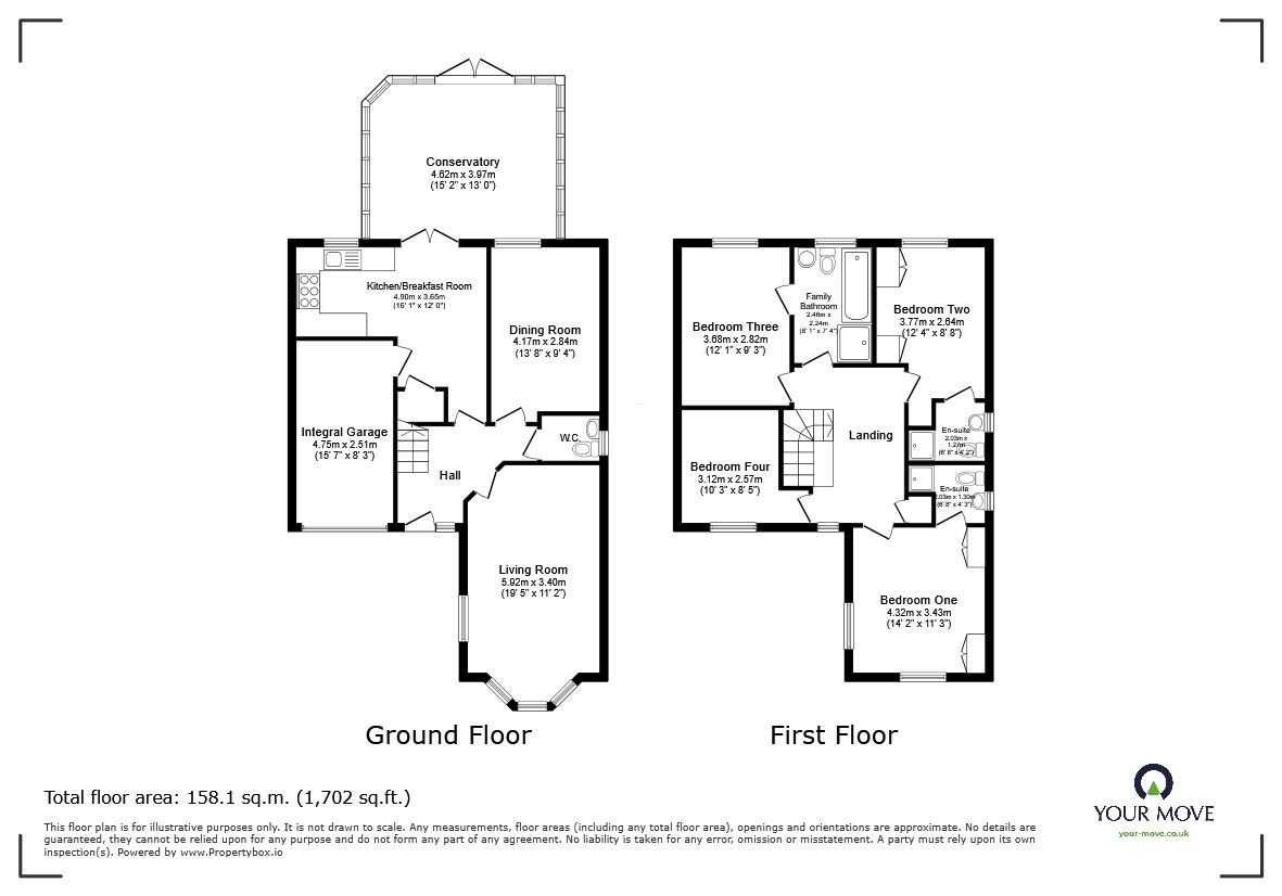 Floorplan of 4 bedroom Detached House for sale, Sunderland Place, Shortstown, Bedfordshire, MK42