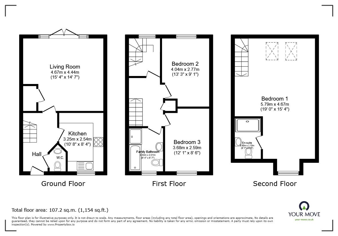 Floorplan of 3 bedroom Semi Detached House for sale, Danegeld Avenue, Great Denham, Bedfordshire, MK40