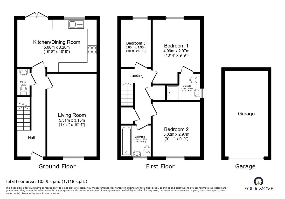 Floorplan of 3 bedroom End Terrace House for sale, Homestead Way, Houghton Conquest, Bedfordshire, MK45