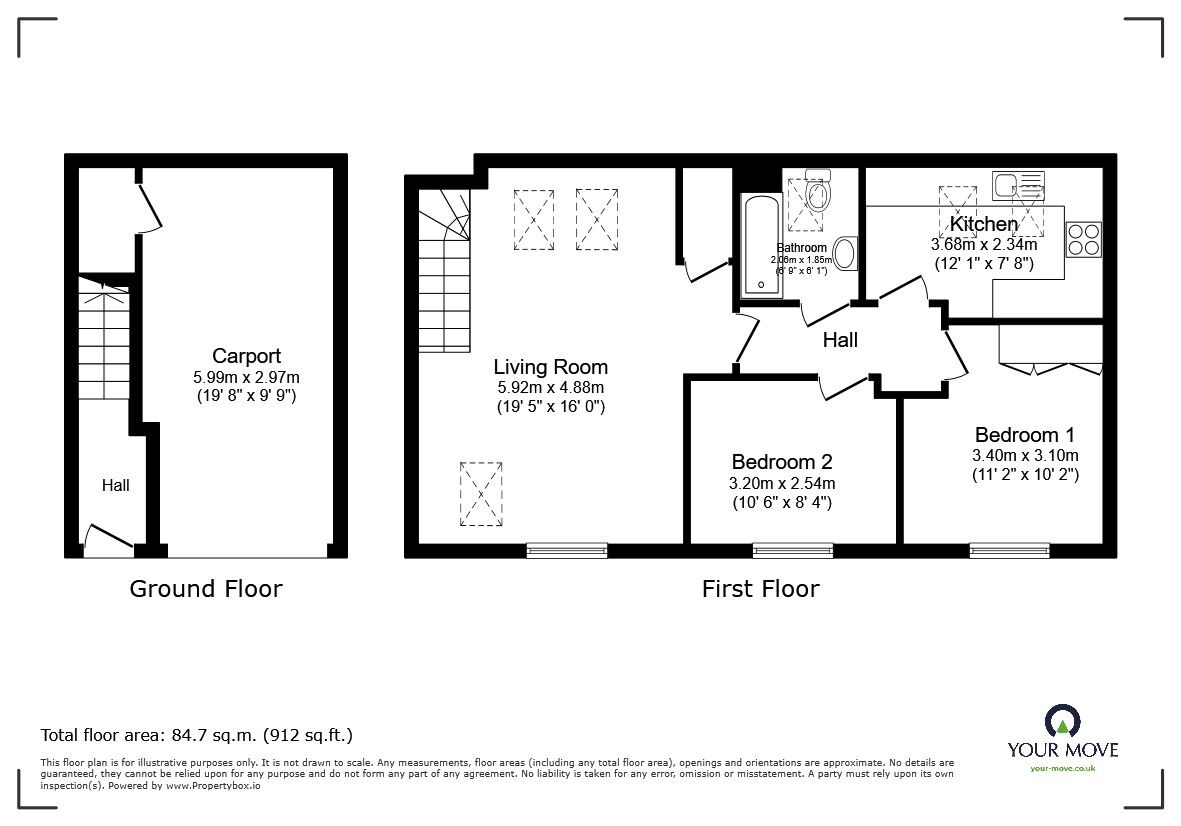 Floorplan of 2 bedroom Detached House for sale, Cantley Road, Great Denham, Bedfordshire, MK40