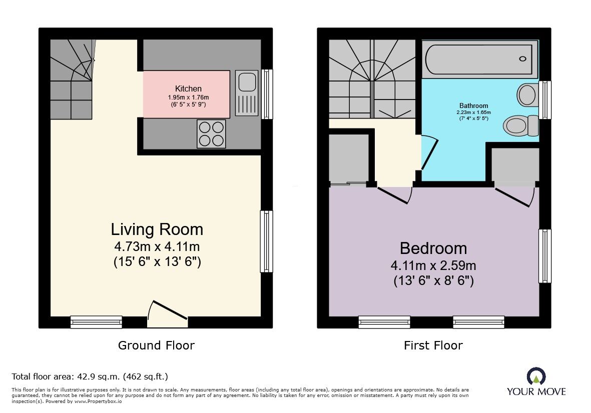 Floorplan of 1 bedroom End Terrace House for sale, The Silver Birches, Kempston, Bedfordshire, MK42