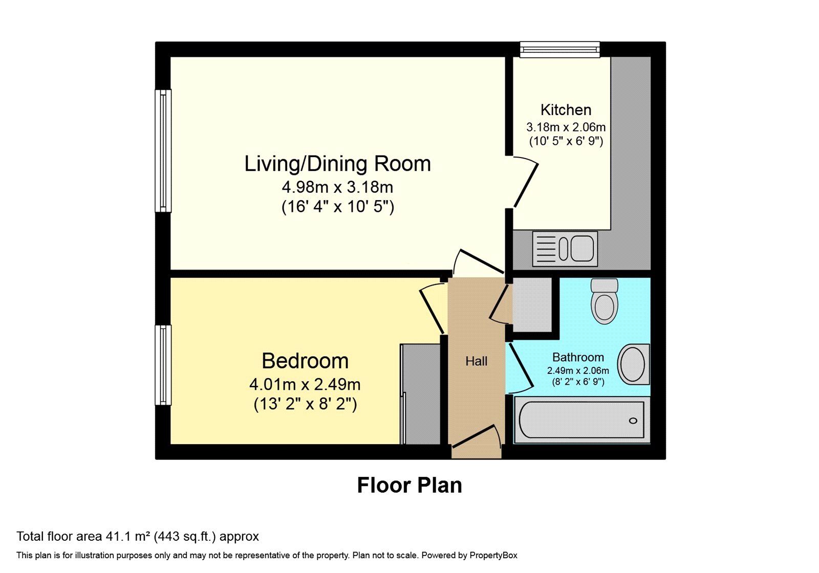 Floorplan of 1 bedroom Flat to rent, Hurst Grove, Bedford, Bedfordshire, MK40