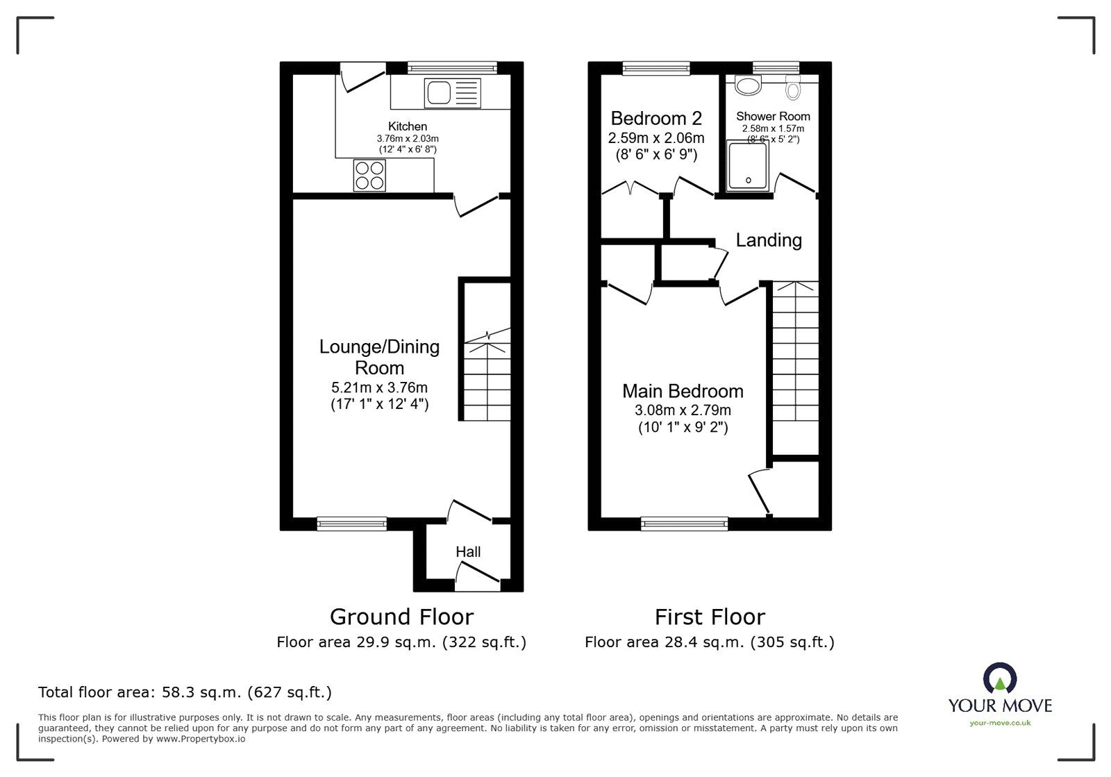 Floorplan of 2 bedroom Mid Terrace House for sale, Fetlock Close, Clapham, Bedfordshire, MK41