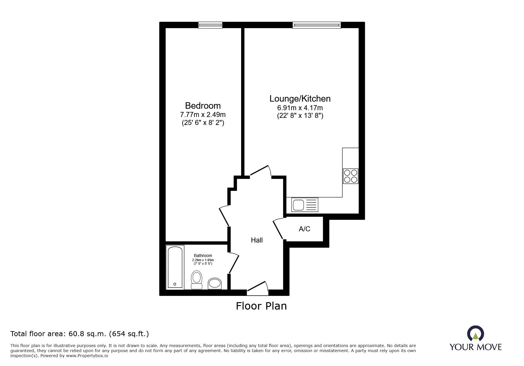 Floorplan of 1 bedroom Flat to rent, Harpur Street, Bedford, Bedfordshire, MK40